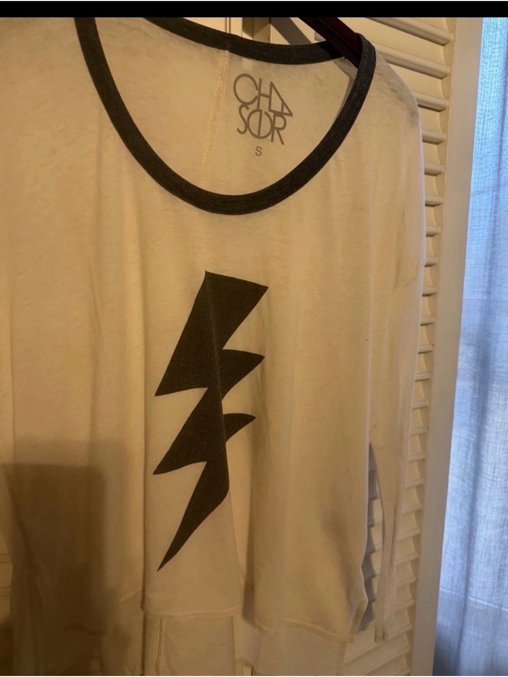 Chaser White Long Sleeve Tee with  Lightning Graphic